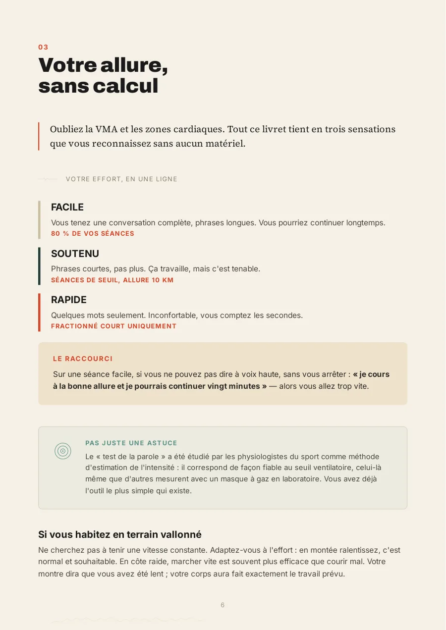 Page du livret : Votre allure, sans calcul